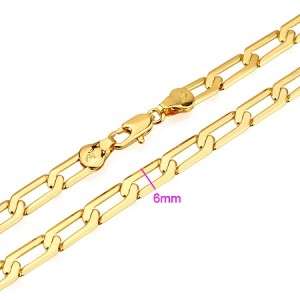 24K GOLD FILLED 6MM CURB CHAIN NECKLACE 19 3/4 XN181  