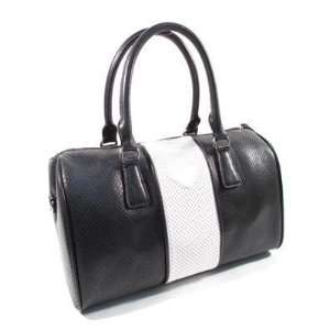  New Black White Stripe Handbag Purse Tote Bowler Bag Baby