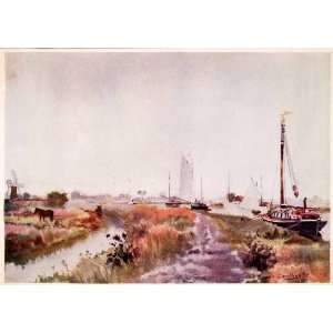   Boat Sailboat Marsh Wetlands Art   Original Color Print Home