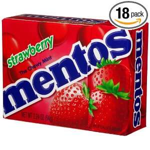 Mentos Strawberry Candy, 2.24 Ounce Boxes (Pack of 18)  