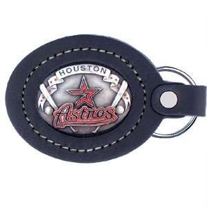  Houston Astros Large Leather Pewter Key Ring   MLB 