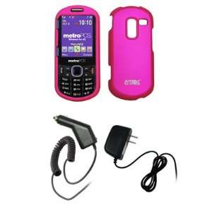 EMPIRE Hot Pink Rubberized Snap On Cover Case + Car Charger (CLA 