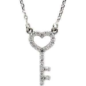  1/8 ct tw Diamond Skeleton Key Necklace Jewelry