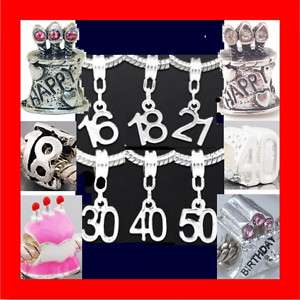 Silver Plated BIRTHDAY CHARM BEADS FOR CHARM BRACELETS/NECKLACES 