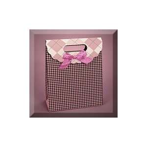   8x3 1/2x10 Pink Houndstooth Tab Top Box Bag