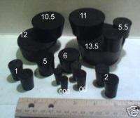 Rubber Stopper   Cork   Plug   Size 11 Black   6 Pieces  