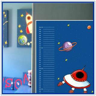 Child Growth Height Chart Outer Space rocket ufo Kids  