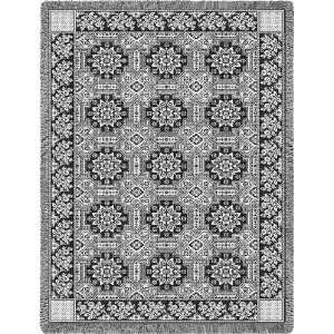  1845 Quilt Two Layer Woven Throw in Black or Navy: Home 