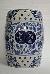Chinese Blue & White Porcelain Garden Stool Side End Table Flower 
