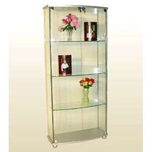   Silver Rectangle Glass Curio Cabinet 