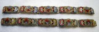 Pair Beautiful Vintage Estate Micro Mosaic Floral Bracelets  