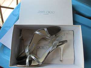 Jimmy Choo heels sandals silver glitter leather size 41.5   11.5 11 1 