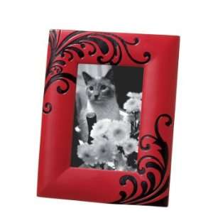  Frame Black With Red Scroll Picture Polyresin 4 X 6 7 1/2 