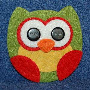 Small Green Felt Owl Magnet  