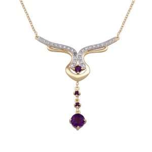   Africa Amethyst and Diamond Accent Linear Necklace, 18 Jewelry