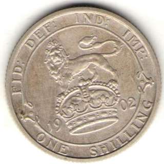 GREAT BRITAIN UK COIN 1 SHILLING 1902 AU+  