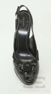   Patent Leather & Sequined Peep Toe Slingback Heels Size 38.5  