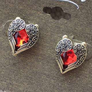   Earrings Womens Jewelry Gift FS Copper Tone Crystal Wing Heart  