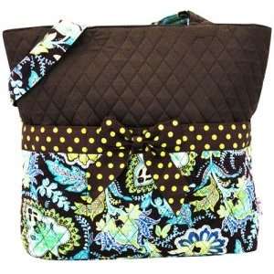  Paisely Green Garden Monogrammed Quilted Diaper Bag: Baby