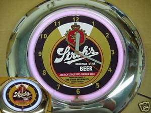 Strohs Beer 12 Neon Clock   Color Changing   Old Logo  