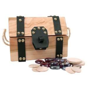  Camden Rose Cherry Wood Toy Treasure Chest with Jewels 