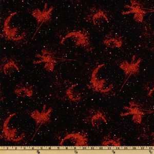  44 Wide My Universe Abstract Black/Red Fabric By The 