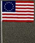   ROSS FLAG 12X18 13 STAR AMERICAN REVOLUTIONARY WAR WOOD STICK NEW W33