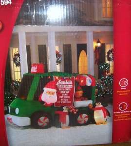 Airblown Inflatable Animated Santas Snack Wagon Outdoor Lighted 