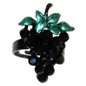  Swarovski Crystal Grapes Ring In Black Jewelry