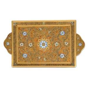  Painted glass tray, Butterscotch Blossoms