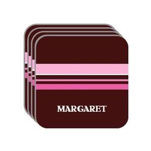 Personal Name Gift   MARGARET Set of 4 Mini Mousepad Coasters (pink 