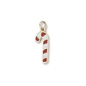 Rembrandt Charms Candy Cane Christmas Charm, 22K Yellow Gold Plate on 