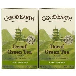 Good Earth Green Tea, Decaffeinated, Lemongrass Flavor, 18 ct, 2 pk