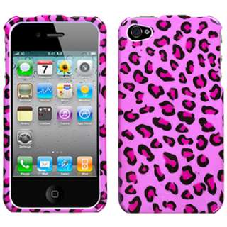   SKIN FACEPLATE CASE COVER APPLE IPHONE 4 4S CHEETAH HOT PINK  