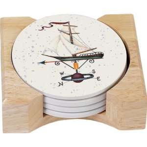 CounterArt Weather Vane Design Round Absorbent Coasters in Wooden 