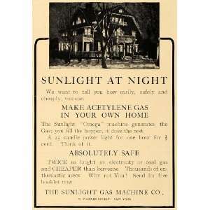 1907 Ad Sunlight Home Gas Omega Machine Acetylene   Original Print Ad