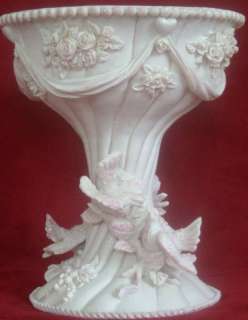 White / Off White Vase with Raised Accent Doves  