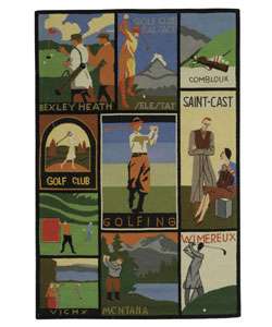 Handmade Vintage Golf Poster Wool Rug (39 x 59)  Overstock