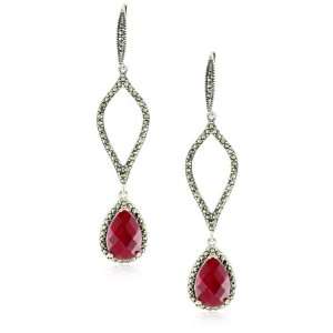  Judith Jack Red Corundum Drop Earrings: Jewelry