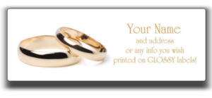 30 Address Labels WEDDING RINGS 50th Anniversary GLOSSY  