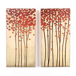 Wood Crafted Tree 12x24 inch Wall Art (Set of 2)  Overstock