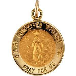  14K Yellow Gold Immaculate Conception Medal  Size/Info 