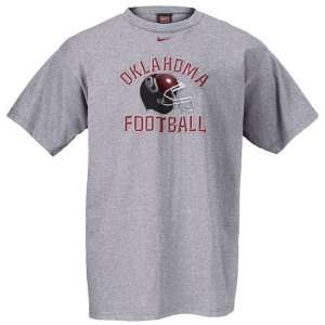 Nike Oklahoma Sooners Grey Football Helmet T shirt:  Sports 