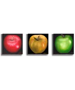 Nelly Arenas Red, Yellow, & Green Apple Canvas Set  
