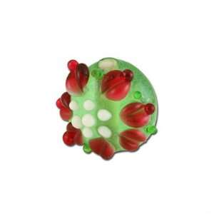    12mm Green Round Disc with Poinsettia Flower Arts, Crafts & Sewing