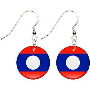 Laos Flag Earrings