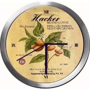  HACKER 14 Inch Coffee Metal Clock Quartz Movement Kitchen 