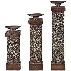 Wood and Metal Candle Holders (Set of 3)  Overstock