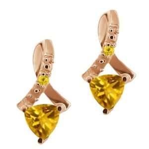  0.42 Ct Trillion Citrine Gold Plated Sterling Silver 