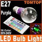 E27 3W 16 Color RGB Crystal Flash LED Purple Light Bulb with Remote 